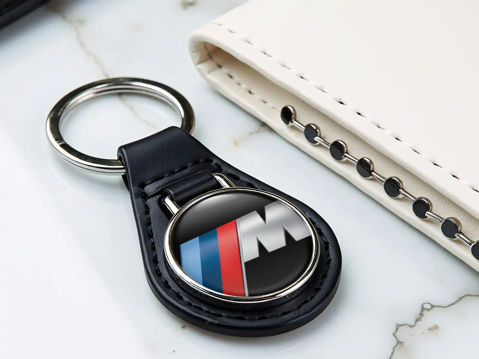 BMW Personalised Leather Keychain Engraved Pattern
